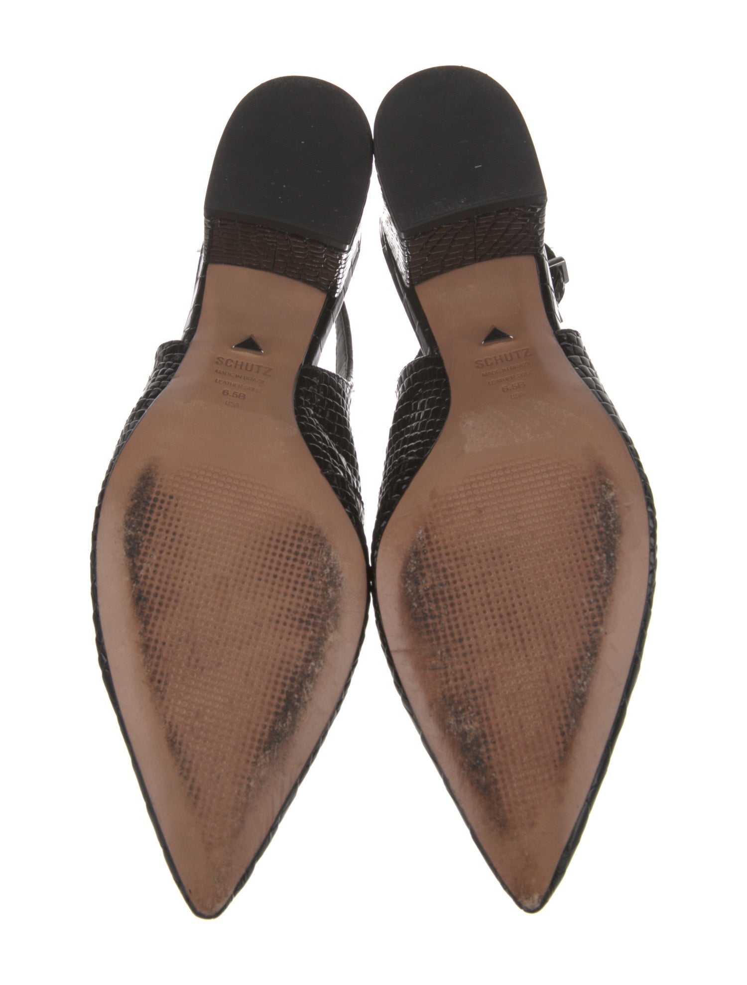 Schutz Patent Leather Cutout Accent Slingback Pumps